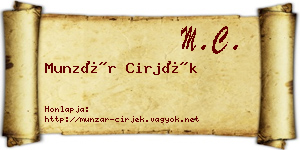 Munzár Cirjék névjegykártya